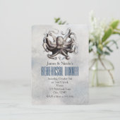 Vintage Octopus Beach Wedding Probe Card Einladung (Stehend Vorderseite)