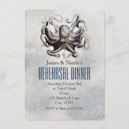 Vintage Octopus Beach Wedding Probe Card Einladung