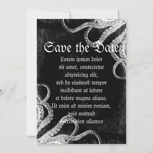 Vintage Octopus Dark Save The Date (Vorderseite)