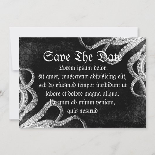 Vintage Octopus Dark Save The Date (Vorderseite)