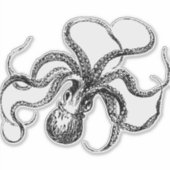 Vintage Octopus-Illustration Aufkleber (Vorderseite)