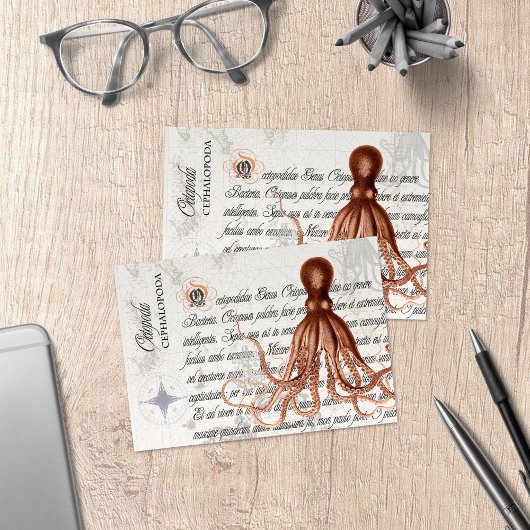 Vintage Octopus-Illustration Dankeskarte
