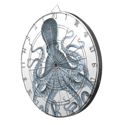 Vintage Octopus-Illustration Dartscheibe (Vorderseite rechts)