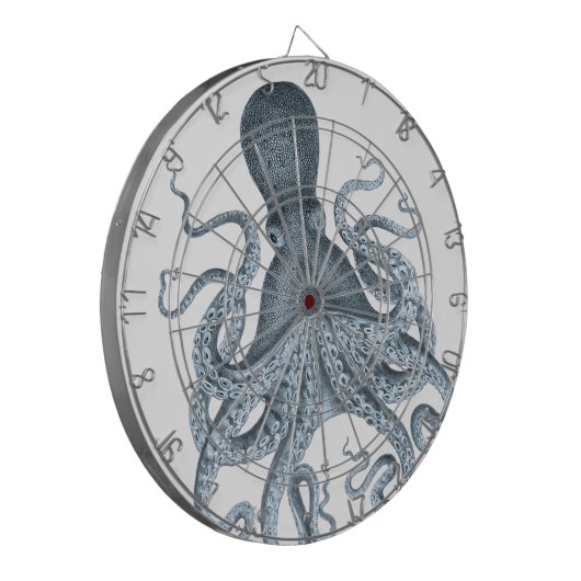 Vintage Octopus-Illustration Dartscheibe (Vorderseite Links)