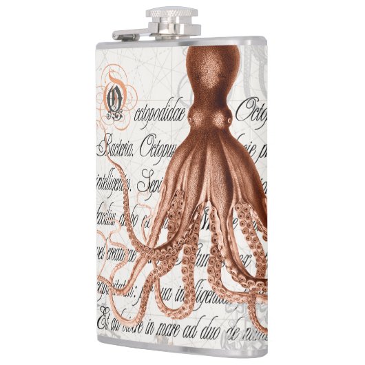 Vintage Octopus-Illustration Flachmann (Links)