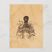 Vintage Octopus-Illustration in Braun Postkarte (Vorderseite)