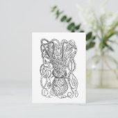Vintage Octopus-Illustration in Schwarz/Weiß Postkarte (Stehend Vorderseite)