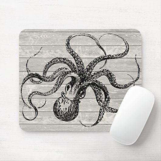 Vintage Octopus-Illustration Mousepad (Mit Mouse)