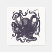 Vintage Octopus-Illustration Serviette (Vorderseite)