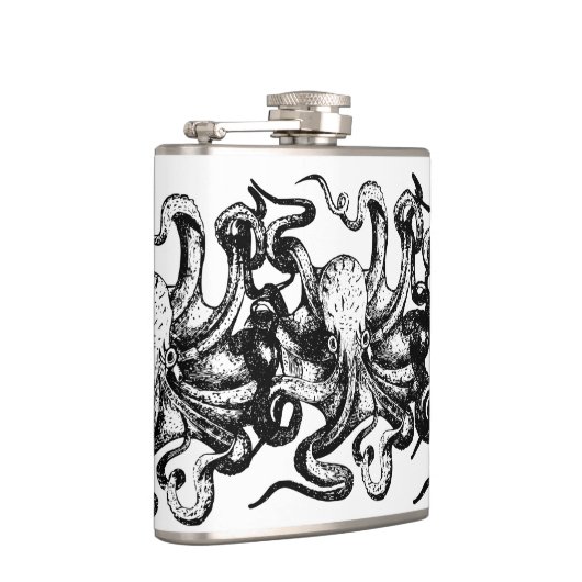 Vintage Octopus Nautical Themes Flachmann (Rechts)