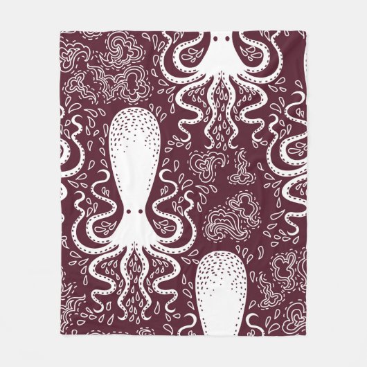 vintage Octopus pattern. Fleecedecke (Vorderseite)