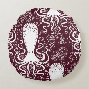 vintage Octopus pattern. Rundes Kissen