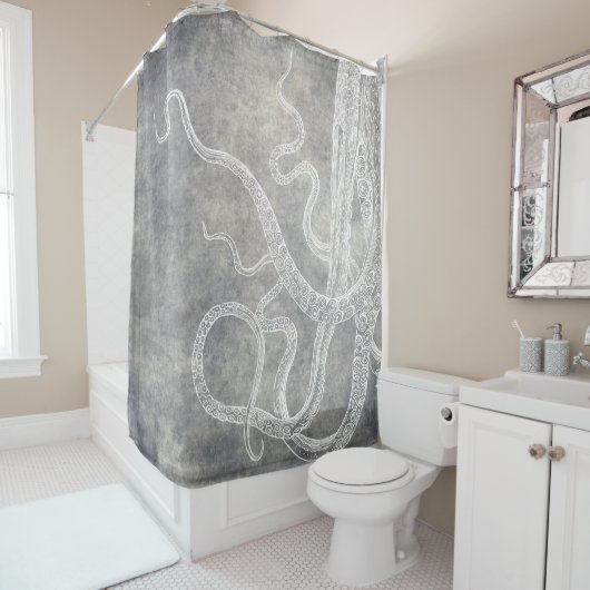 Vintage Octopus-Silberschnecke Duschvorhang (Beispiel)