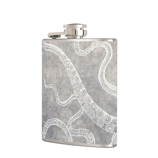 Vintage Octopus-Silberschnecke Flachmann (Links)