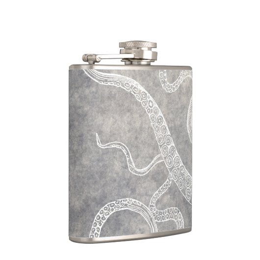 Vintage Octopus-Silberschnecke Flachmann (Rechts)