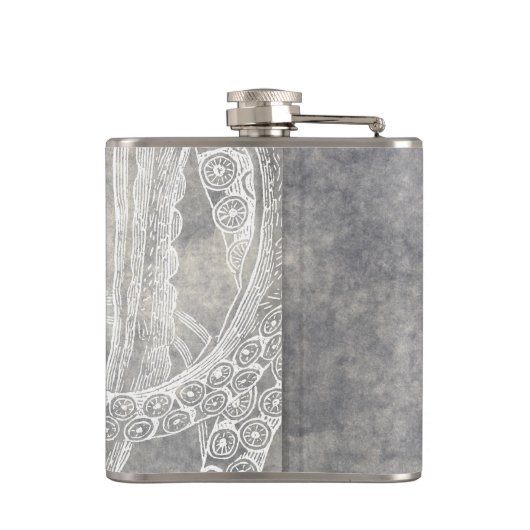 Vintage Octopus-Silberschnecke Flachmann (Rückseite)