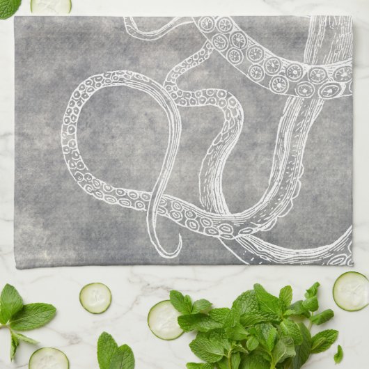 Vintage Octopus-Silberschnecke Geschirrtuch (Gefaltet)