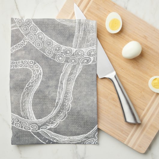 Vintage Octopus-Silberschnecke Geschirrtuch (Viertel Falte)