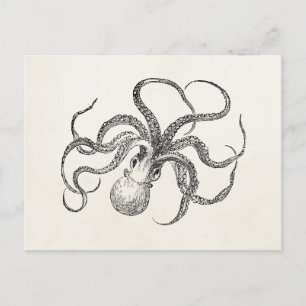 Vintage Octopus-Vorlage für antikes Papier Postkarte