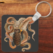Vintage Octopus Vulgaris, Meerestiere Schlüsselanhänger (Rückseite)