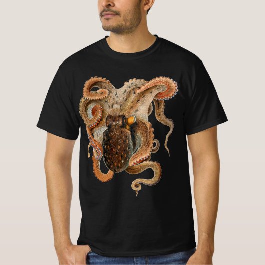 Vintage Octopus Vulgaris, Meerestiere T-Shirt (Vorderseite)
