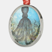 Vintage OctopusCollage Ornament Aus Metall (Links)