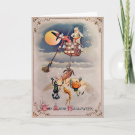 Vintage Odd Air Balloon Halloween Card Feiertagskarte