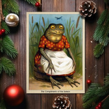 Vintage Odd Frog Lady Weihnachtskarte
