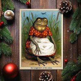 Vintage Odd Frog Lady Weihnachtskarte Feiertagskarte