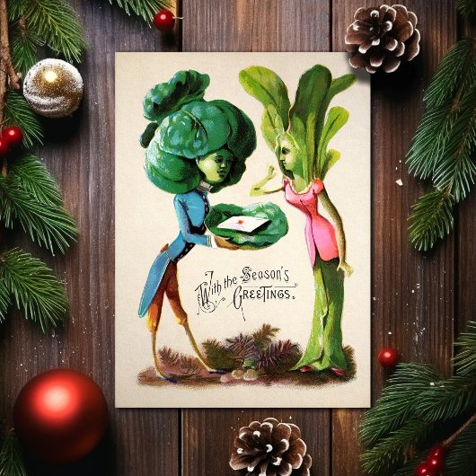 Vintage Odd Veggies Weihnachtskarte Feiertagskarte