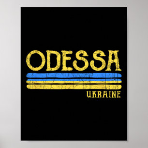 Vintage Odessa Ukraine Ukrainische Flagge Poster