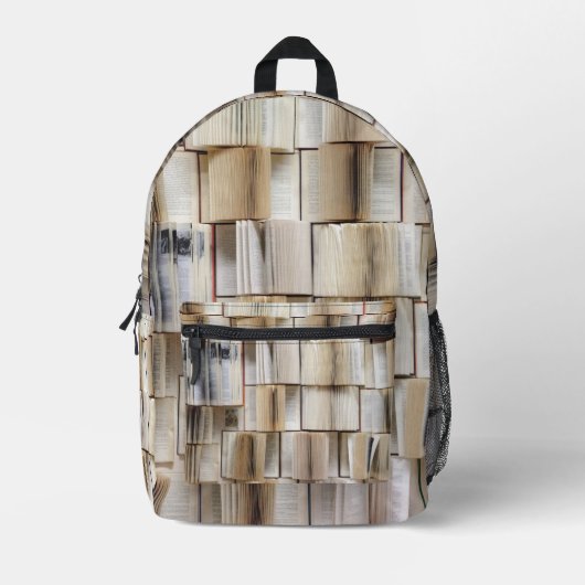 Vintage offene Buchseiten Bedruckter Rucksack (Vorderseite)