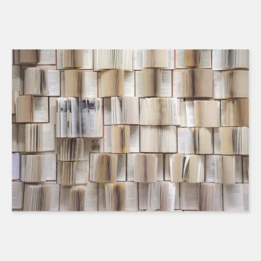 Vintage offene Buchseiten Geschenkpapier Set (Vorderseite)