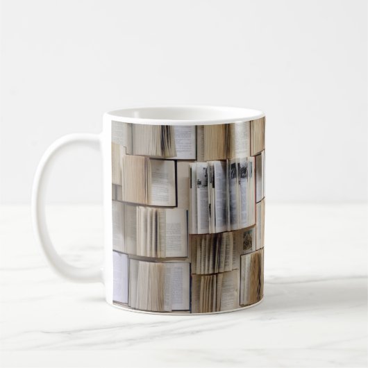 Vintage offene Buchseiten Kaffeetasse (Links)