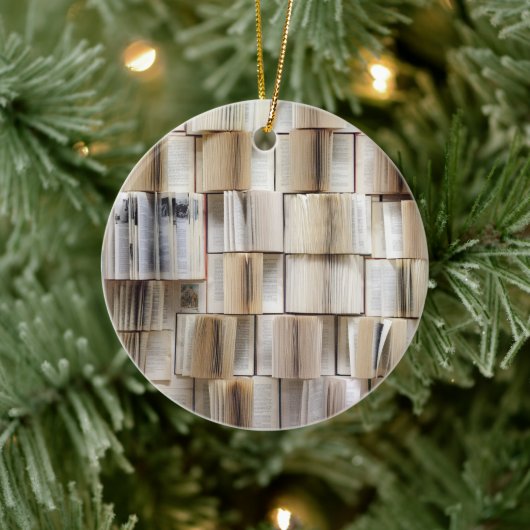 Vintage offene Buchseiten Keramik Ornament (Baum)