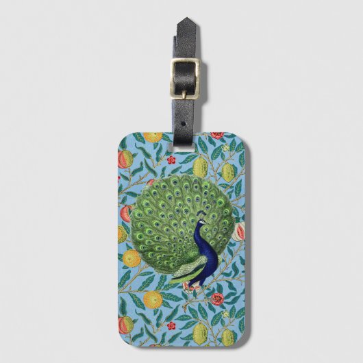 Vintage offene Lüfterfedern Peacock Gepäckanhänger (Vorderseite Vertikal)