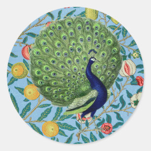 Vintage offene Lüfterfedern Peacock Runder Aufkleber