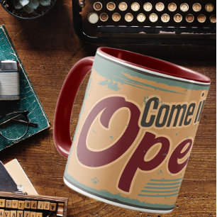 Vintage offenes Firmenschild Retro-Café-Garage Tasse