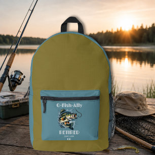 Vintage OFishAlly Im Ruhestand Großer Fisch Beißt Bedruckter Rucksack