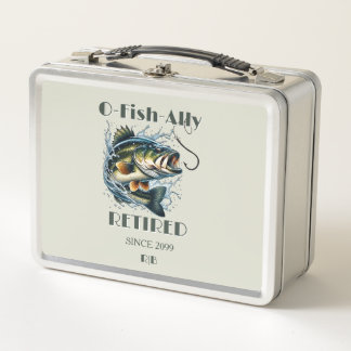 Vintage OFishAlly Im Ruhestand Großer Fisch Beißt Metall Brotdose