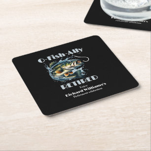 Vintage OFishAlly Im Ruhestand Großer Fisch Nimmt Rechteckiger Pappuntersetzer