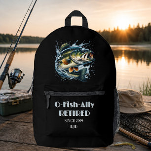 Vintage OFishAlly Ruheständler Großer Fisch Beißt Bedruckter Rucksack