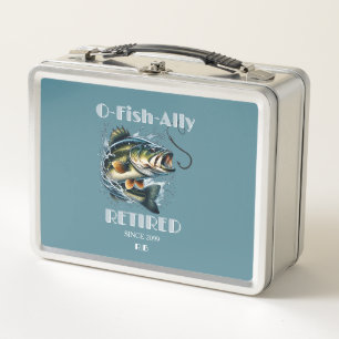 Vintage OFishAlly Ruheständler Großer Fisch Beißt  Metall Brotdose