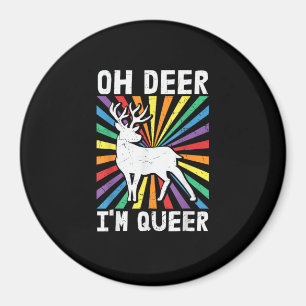 Vintage Oh Deer Ich bin Queer Pride LGBT Gay Lesbi Magnet