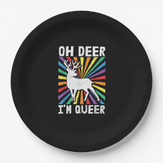 Vintage Oh Deer Ich bin Queer Pride LGBT Gay Lesbi Pappteller