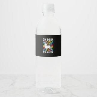Vintage Oh Deer Ich bin Queer Pride LGBT Gay Lesbi Wasserflaschenetikett