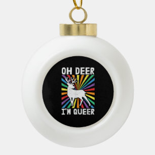 Vintage Oh Hirsch Ich bin Queer Pride LGBT Schwul Keramik Kugel-Ornament