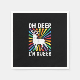 Vintage Oh Hirsch Ich bin Queer Pride LGBT Schwul Serviette