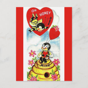 Vintage Oh Honig Biene Mein Valentinstag Postkarte