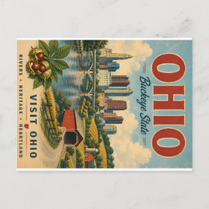 Vintage Ohio Buckeye State Landschaft Reise Szene Feiertagspostkarte